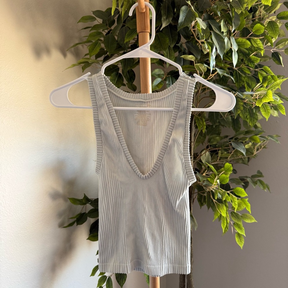Free People Ribbed Cami Top in Light Blue Gray Women’s Size XS/S